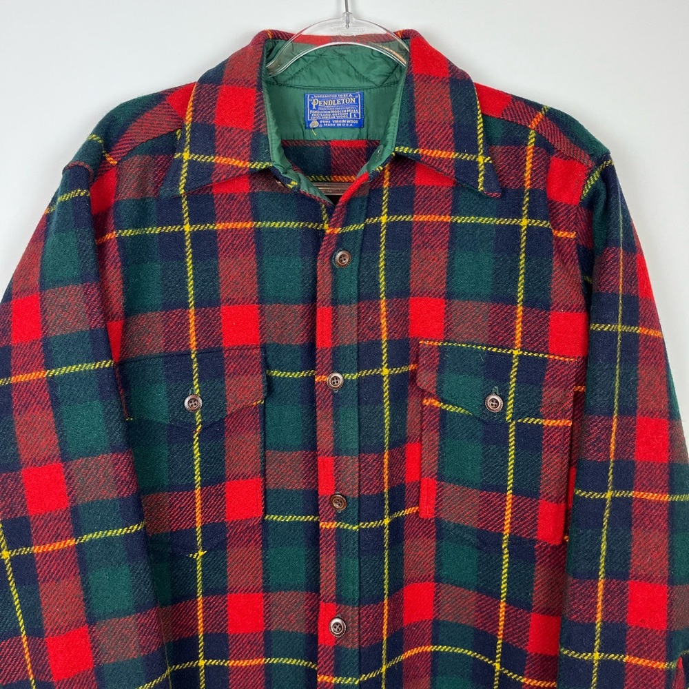 Vintage Pendleton Plaid Wool Flannel Button Down Shirt - Picture 2 of 10